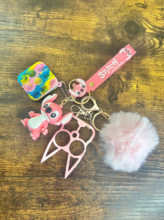 Pink Stitch Keychain